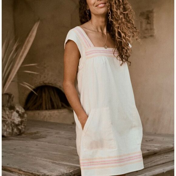 Faherty hailee dress apres soleil stripe xs organic cotton summer Lagenlook - Picture 1 of 13